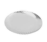 Greensen Plateau de Service en Acier Inoxydable, Plateau à Dessert en Acier Inoxydable 304 avec un Design Rond Vintage, Lisse, de Collation Multifonctionnel pour les Mariages, les Fêtes et les (25CM)