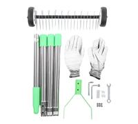 Greensen Râteau à Gazon, Râteau de Jardin en Acier Inoxydable Robuste avec Manche Ergonomique et Longueur Ajustable, pour Enlever Le Feutre, Les Feuilles et Les Débris de la Pelouse