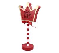 Greensen Vintage LED Santa Stop Here Signe de Table, Décor de Noël en Bois Créatif avec Un éclairage Chaud, Idéal pour Créer Une Atmosphère Joyeuse en Métal et en Bois (Couronne)