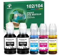 GREENSKY 102-104 Encre à Colorant - Bouteilles d'encre Compatibles avec Epson 102 et 104 Multipack pour Epson EcoTank ET-2850, ET-2720, ET-2750, ET-2810, ET-2856, ET-2862, ET-2870, ET-3850, ET-4800