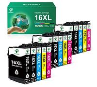 GREENSKY 16XL Cartouche d'encre Compatible pour Epson 16XL pour Workforce WF-2630 WF-2750 WF-2760 WF-2510 WF-2660 WF-2650 WF-2530 WF-2540 WF-2520 WF-2010 (6 Noir, 3 Cyan, 3 Magenta, 3 Jaune)