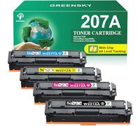 GREENSKY 207A avec Puce Compatible pour HP 207A 207X Toner pour HP Color Laserjet Pro MFP M283fdw M255dw M255nw M283fdn M283cdw M282nw W2210A W2211A W2212A W2213A (Noir Cyan Jaune Magenta, 4-Pack)