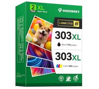 GREENSKY 303XL Remplacement pour Cartouche HP 303 XL Noir et Couleur Encre pour HP Envy Photo 6232 6230 6220 7830 6234 7130 7134 7800 7900 6222 7855 Tango X (1 Noir, 1 Couleur)
