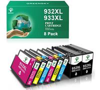 GREENSKY 8er-Pack 932XL 933XL Remplacement Cartouches d'encre de compatibles pour HP 932 933 XL pour Officejet 6100 6600 6700 7110 7510 7610 7612（ 2 Noir 2 Cyan 2 Magenta 2 Jaune ）