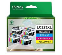 GREENSKY LC223XL Cartouche Encre Compatible de Remplacement pour Brother LC223 LC223 XL pour Brother MFC J5720DW J480DW J4625DW J4420DW J5625DW J4620DW DCP J4120DW DCP J562DW (Paquet de 15)