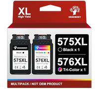 GREENSKY PG-575XL CL-576XL Cartouches d'encre Remplacement pour Canon 575 et 576 575XL 576XL Noir et Couleur pour Canon PIXMA TR4755i TR4756i TS3750i TS3550i TS3551i TR4750i TR4751i TS3751i TS3752i