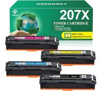 GREENSKY Toner 207 X avec Puce Compatible pour HP 207X 207A Toner pour HP Color Laserjet Pro MFP M283fdw M255dw M255nw M283fdn Cartouche M283 M282 M255 W2210A (207X Noir Cyan Jaune Magenta, 4-Pack)