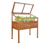 Greenspot - Lit surélevé Balcon avec Capot - Lit surélevé avec Cadre Froid - 110x55x120cm - en Bois - Mini Serre terrasse, Cadre Froid avec Couvercle, lit à épices - Rose Vintage Marron