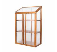 Greenspot - Serre de Balcon - Mini Serre - 80 x 42 x 121 cm LxPxH - Bois et Plastique, Charge maximale pour étagère 50 kg - pour Herbes, semis, terrasse - Origine Palissandre Marron