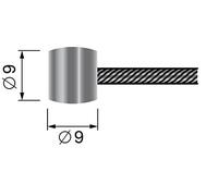 GREENSTAR - Câble Souple 19 Fils - Embout Tonneau 9x9mm - L 2500mm - Ø Extérieur 2mm - Robuste - Durable