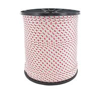 GREENSTAR - Corde De Lanceur - Diamètre 4,5mm - Haute Qualité - Pour Tondeuse, Débroussailleuse, Tronçonneuse & Plus - En Polyamide Blanche - Liseré Rouge - Rouleau De 100m