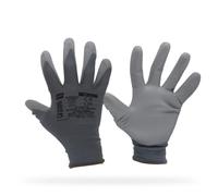 Greenstar Gants Atelier - Gants de Travail en Polyester et Polyuréthane - Pour Travaux Précis, Manipulation de Composants Gras - Taille 9/L, Gris-Noir