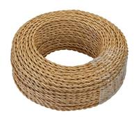 GreenSun Câble Electrique Textile 10M，Câble textile pour lampe Câble d'alimentation Fil de cuivre recouvert de lin 2 noyaux（2x0,75 mm²），Pour DIY Pendentif Lampe，Or clair