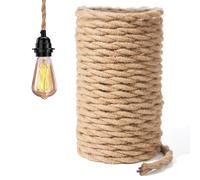 GreenSun Corde Electrique 2 Noyaux - 10M Fil électrique Tissu Cable Electrique Corde 2x0.75mm² Rétro Corde de chanvre tressé torsadée Câble pour Accessoires de Lampe à Suspendre