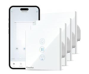 GreenSun Interrupteur Volet Roulant Connecté - Interrupteur WiFi Tactile pour Rideau de Fenêtre Compatible avec Alexa/Google Home, Contrôle APP Tuya/Smart Life, 4PCS
