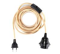 GreenSun LED Lighting Fil électrique en Tissu 2 Cœurs Linge de Câble de 4,5 mètres, Douille E27 avec Interrupteur, pour Suspension Luminaire ou Lampe Créative, Kaki