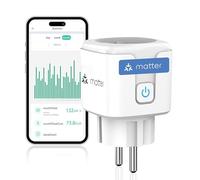 Greensun Matter Prise intelligente avec consommation d'énergie, prise WLAN avec compteur d'énergie pour balcon, fonctionne avec Apple HomeKit, Alexa et Google, Home Assistant Smart Plug 16A, 1 pièce
