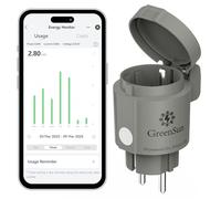 GreenSun Prise Connectée Extérieure - 16A Type E Prise WiFi Programmable Commande Vocale Compatible avec Alexa et Google Home, Compteur d'Énergie, Contrôle APP Smart Life 2,4GHz IP44
