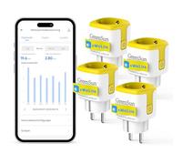 GreenSun Prise Connectée WiFi Ewelink app Compatible Alexa/Google 16A 4pc | Compteur d'Énergie, Calculateur de Coûts, Contrôle Vocal, Minuterie, 2.4GHz, eWelink, IP22, CE