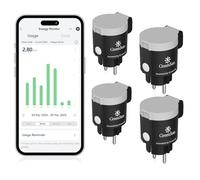 GreenSun Prise Extérieure Connectée - 16A Type E 4PCS Prise WiFi Programmable Minuterie Commande Vocale Compatible avec Alexa et Google Home Compteur d'Énergie, Contrôle APP Smart Life 2,4GHz IP44