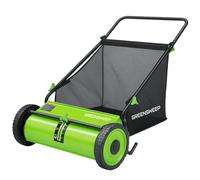 GreenSweep Pickup Pro XL V26 Balai de jardin manuel à pousser pour feuilles, herbe coupée et débris de jardin - Collecteur de feuilles réglable en hauteur