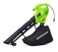 GreenSweep Souffleur de feuilles, aspirateur et broyeur 3 en 1 - Outil de jardin électrique de 10 A avec sac de collecte de 37 litres - Léger, puissant et facile à utiliser