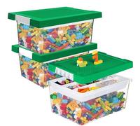 Greentainer Art Craft Lot de 3 bacs de rangement empilables en plastique avec plateau amovible, coffres à jouets pour enfants avec couvercle de plaque de base, récipient de rangement pour briques de