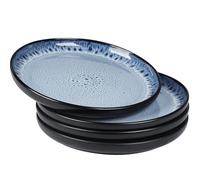 Greentainer Assiettes en grès bleu océan - Lot de 4 assiettes faites à la main, passent au micro-ondes et au lave-vaisselle, résistantes aux rayures, 26,7 cm