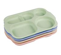 Greentainer Assiettes menu 4 PCS assiettes divisées, 5 compartiments assiette PP 28 cm, assiettes séparatrices incassables et pour enfants et adultes, micro-ondes et au lave-vaisselle