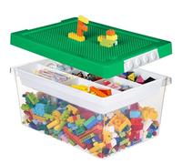 Greentainer Bacs de rangement avec couvercles pour boîte à jouets cubiques pour enfants, boîtes empilables en plastique avec plateau amovible, conteneurs d'artisanat pour blocs de construction,