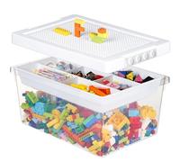 Greentainer Bacs de rangement avec couvercles pour boîte à jouets Lego Cube pour enfants, boîtes empilables en plastique avec plateau amovible, conteneurs d'artisanat pour blocs de construction,