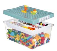 Greentainer Bacs de rangement avec couvercles pour boîte à jouets Lego Cube pour enfants, boîtes empilables en plastique avec plateau amovible, conteneurs d'artisanat pour blocs de construction,