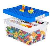 Greentainer Bacs de rangement avec couvercles pour boîte à jouets Lego Cube pour enfants, boîtes empilables en plastique avec plateau amovible, conteneurs d'artisanat pour blocs de construction,