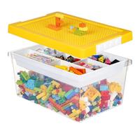 Greentainer Bacs de rangement avec couvercles pour boîte à jouets Lego Cube pour enfants, boîtes empilables en plastique avec plateau amovible, conteneurs d'artisanat pour blocs de construction,