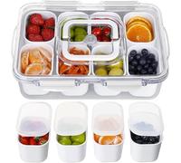 Greentainer Boîte à goûter, plateau de service divisé avec couvercle et poignée, organisateur de collations pour adultes, plateau de fruits pour fête, divertissement, passe au lave-vaisselle