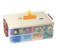 Greentainer Boîte de rangement empilable avec couvercles pour cube, boîtes de rangement en plastique transparent à 2 couches avec compartiments, conteneurs pour ranger jouets, bijoux, perles, travaux