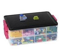 Greentainer Boîte de rangement empilable avec couvercles pour cube, boîtes de rangement en plastique transparent à 2 couches avec compartiments, conteneurs pour ranger jouets, bijoux, perles, travaux