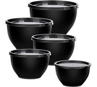Greentainer Ensemble de bols à salade avec couvercle, paquet de 5 bols à mélanger en plastique, bols à mélanger empilables avec couvercle pour la cuisine, bol de service, grand ensemble de bols