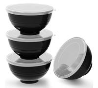 Greentainer Lot de 4 Bols avec Couvercles 700ml, Noir | Bols en Plastique Alimentaire Incassables pour Salade, Soupe, Céréales | Réutilisables, Sans BPA, Micro-ondes & Lave-vaisselle