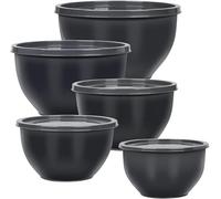 Greentainer Lot de 5 bols à mélanger en plastique avec couvercles, bols gigognes pour préparer, cuisiner et pâtisserie, grand saladier pour le rangement de la cuisine, Réutilisable et réutilisable