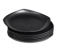 Greentainer Lot de 6 Assiettes Plates 24 cm - Assiettes en Plastique Dur Incassable pour Enfants & Adultes - Micro-Ondes & Lave-Vaisselle - Idéal Repas Quotidien, Pique-Nique, Camping - Noir