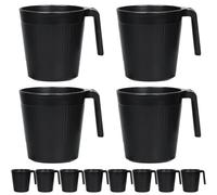 Greentainer Lot de 8 tasses à café légères incassables avec poignée pour adultes, eau, lait, thé, passent au lave-vaisselle et au micro-ondes (noir)