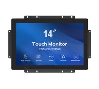 GreenTouch Écran tactile industriel 14", 1920 x 1200 pixels, écran tactile PCAP à cadre ouvert à 10 points, HDMI, VGA, DVI, face avant IP65 IK08, noir
