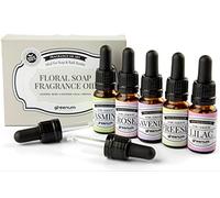 greenum GIFTS OF NATURE Lot de 5 parfums, Jasmin, Rose, Lavande, Lilas et Freesia, huiles parfumées pour la Fabrication de Savon, 50 ML de parfums de Savon dans des Bouteilles en Verre