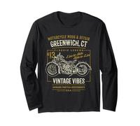 Greenwich CT USA Style rétro Vieilli Style Moto Manche Longue