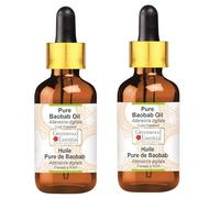 Greenwood Essential Huile de baobab naturelle (Adansonia digitatata) avec compte-gouttes en verre pressée à froid 100 ml x 2 (6,76 oz)