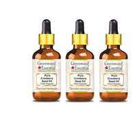Greenwood Essential Huile de canneberge naturelle pure (Vaccinium macrocarpon) avec compte-gouttes en verre pressée à froid 100 ml x 3 (10 oz)