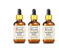 Greenwood Essential Huile de graines d'épinards pure naturelle (Spinacia oleracea) avec compte-gouttes en verre, pressée à froid, 100 ml x 3 (10 oz)
