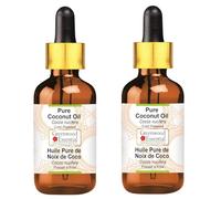 Greenwood Essential Huile de noix de coco pure (Cocos nucifera) avec compte-gouttes en verre pressé à froid 100 ml x 2
