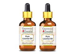Greenwood Essential Huile de réglisse naturelle pure (glycérhiza glabra) avec compte-gouttes en verre Qualité thérapeutique naturelle 100 ml x 2 (6,76 oz)